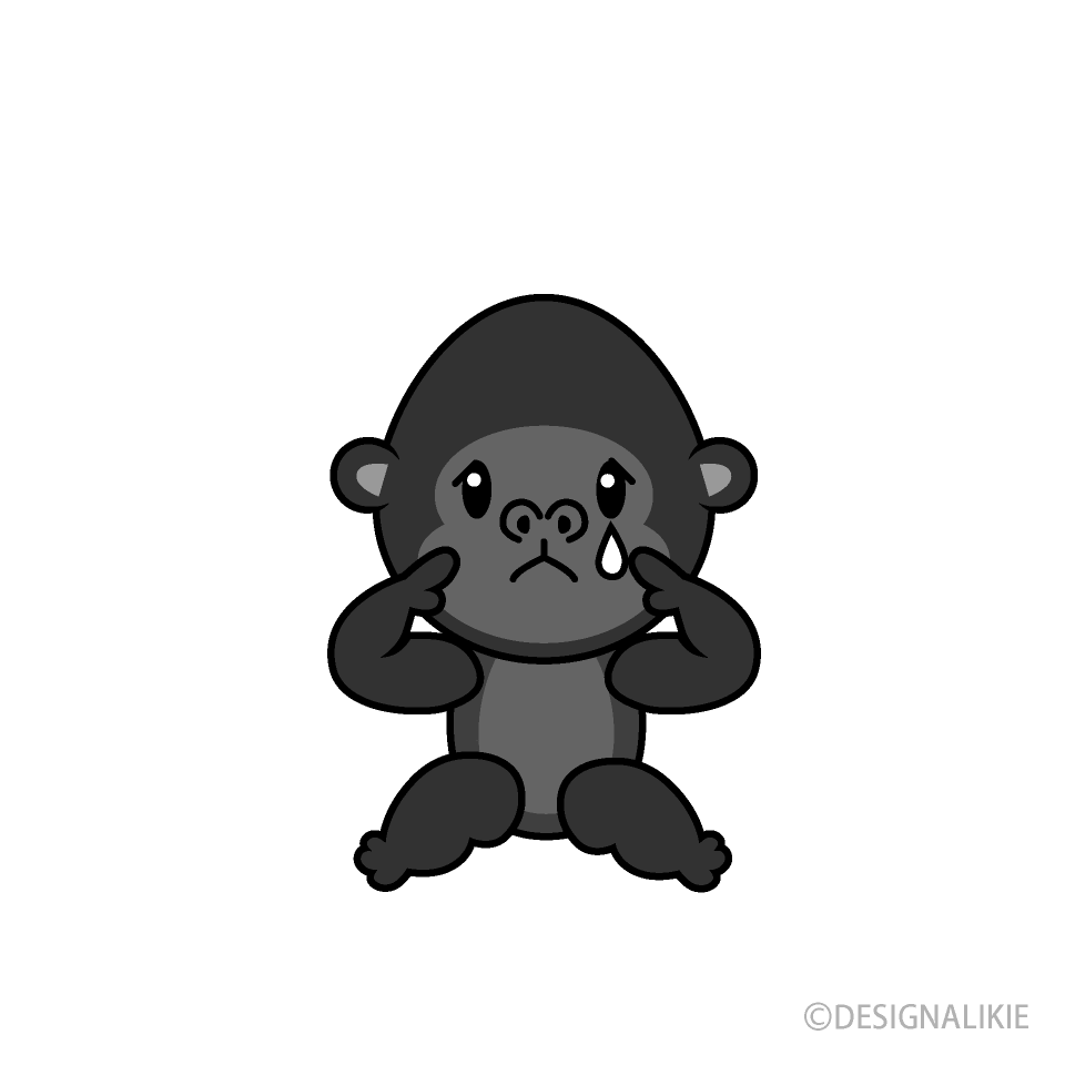 Sad Gorilla Cartoon Free PNG Image｜Illustoon