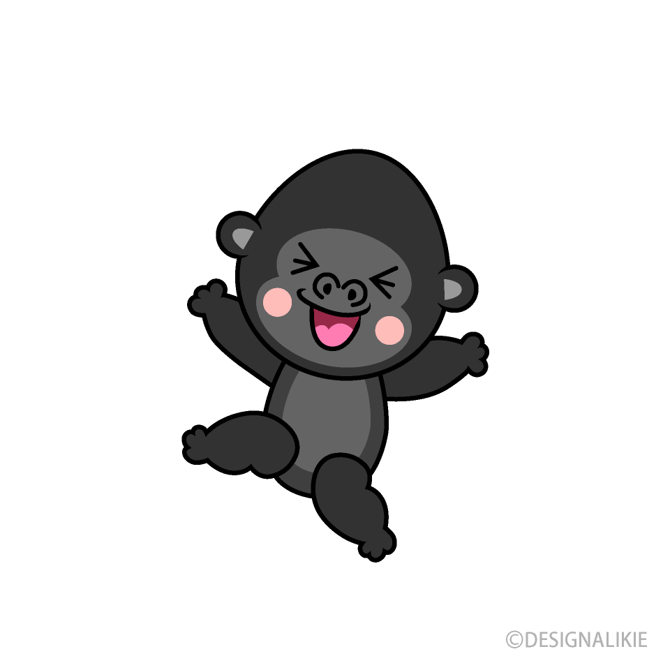 Happy Gorilla Cartoon Free PNG Image｜Illustoon