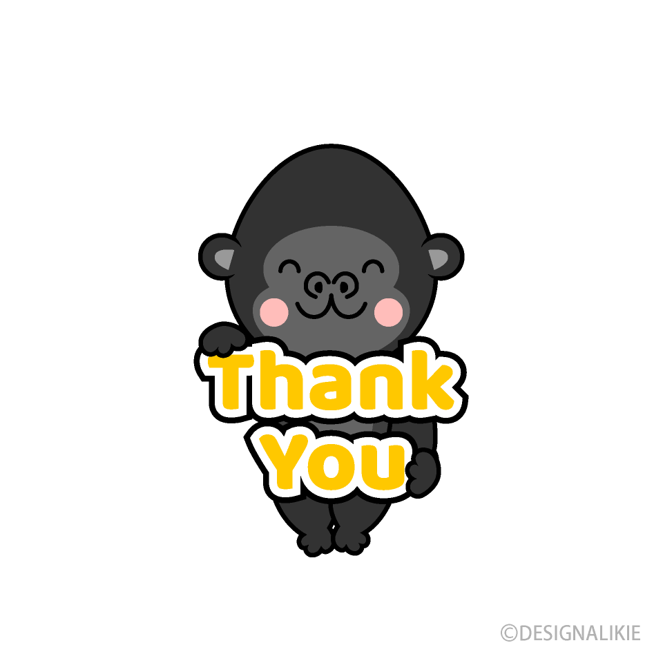 Thank You Gorilla Cartoon Free PNG Image｜Illustoon