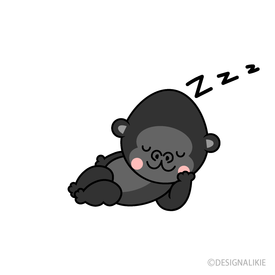 Sleeping Gorilla Cartoon Free PNG Image｜Illustoon