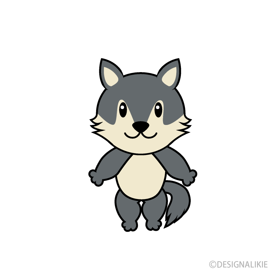 Cute Wolf Cartoon Free PNG Image｜Illustoon