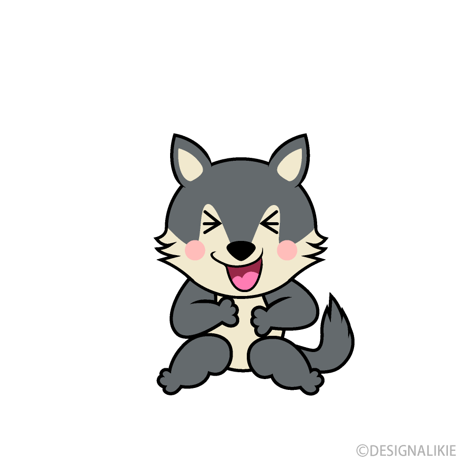 Laughing Wolf Cartoon Free PNG Image｜Illustoon