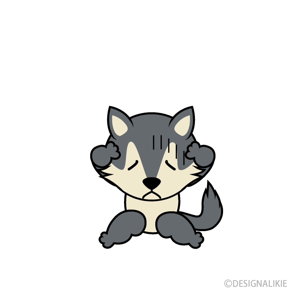 Depressed Wolf Cartoon Free PNG Image｜Illustoon
