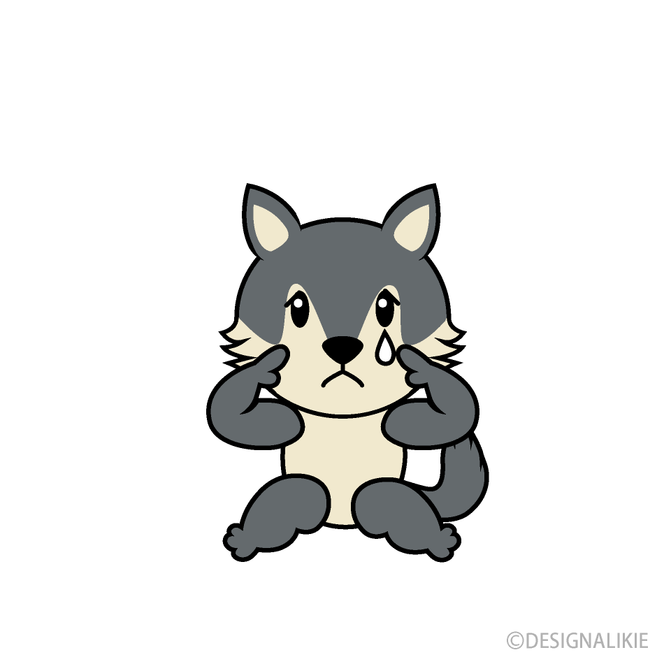 Sad Wolf Cartoon Free PNG Image｜Illustoon
