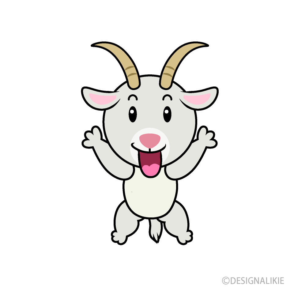 Excited Goat Cartoon Free PNG Image｜Illustoon