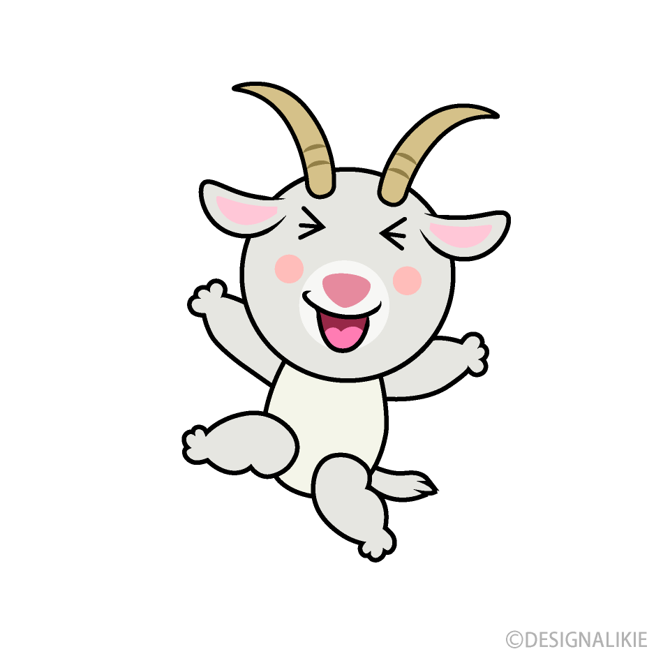 Happy Goat Cartoon Free PNG Image｜Illustoon