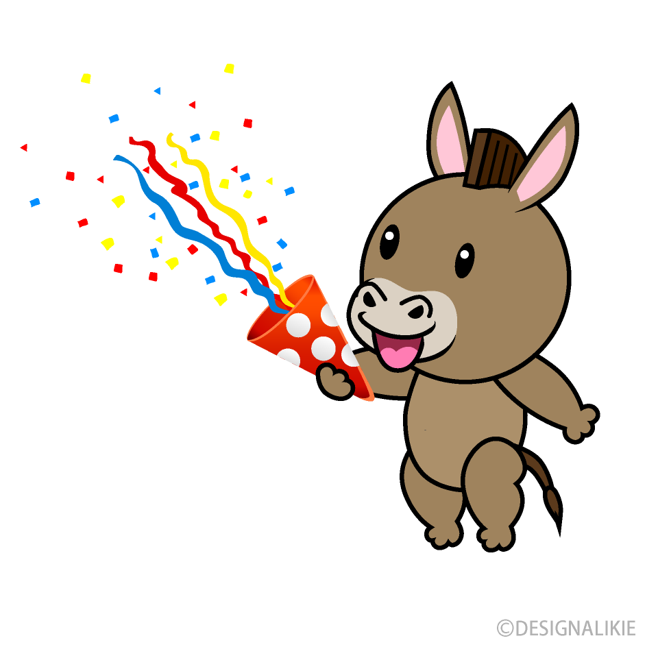 Party Donkey Cartoon Free PNG Image｜Illustoon