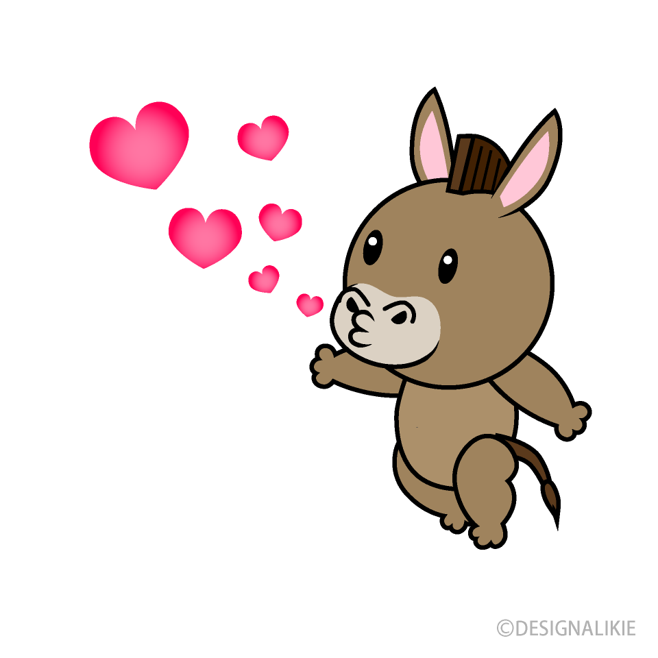 Kissing Donkey Cartoon Free PNG Image｜Illustoon