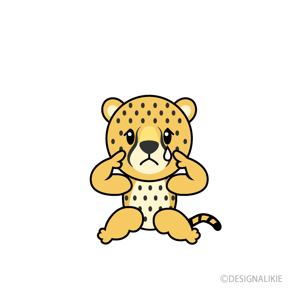 Sad Cheetah Cartoon Free PNG Image｜Illustoon