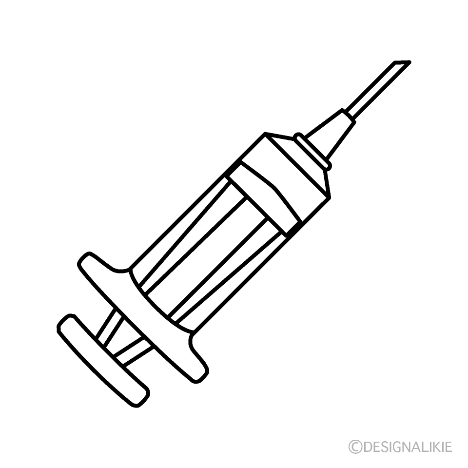 syringe cartoon black and white
