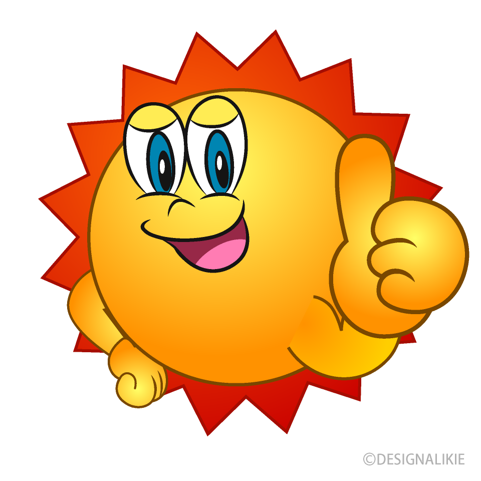 Sun with Thumbs up sign Cartoon Free PNG Image｜Illustoon
