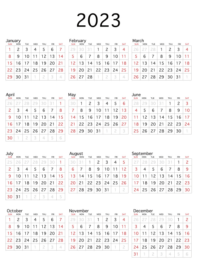 2023 Calendar A3