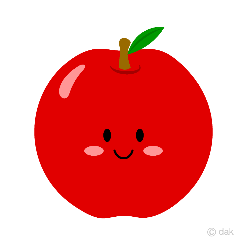 Cute Apple Character Cartoon Free PNG Image｜Illustoon