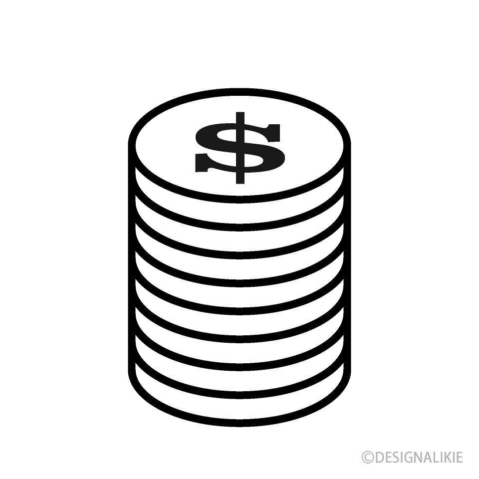 Monedas de un dólar en blanco y negro Gratis Dibujos Animados  Imágene｜Illustoon ES