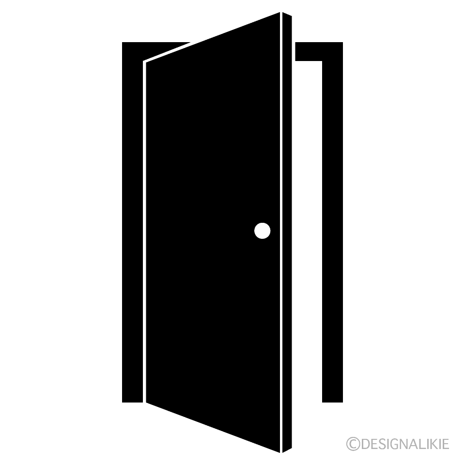 Puerta abierta en blanco y negro