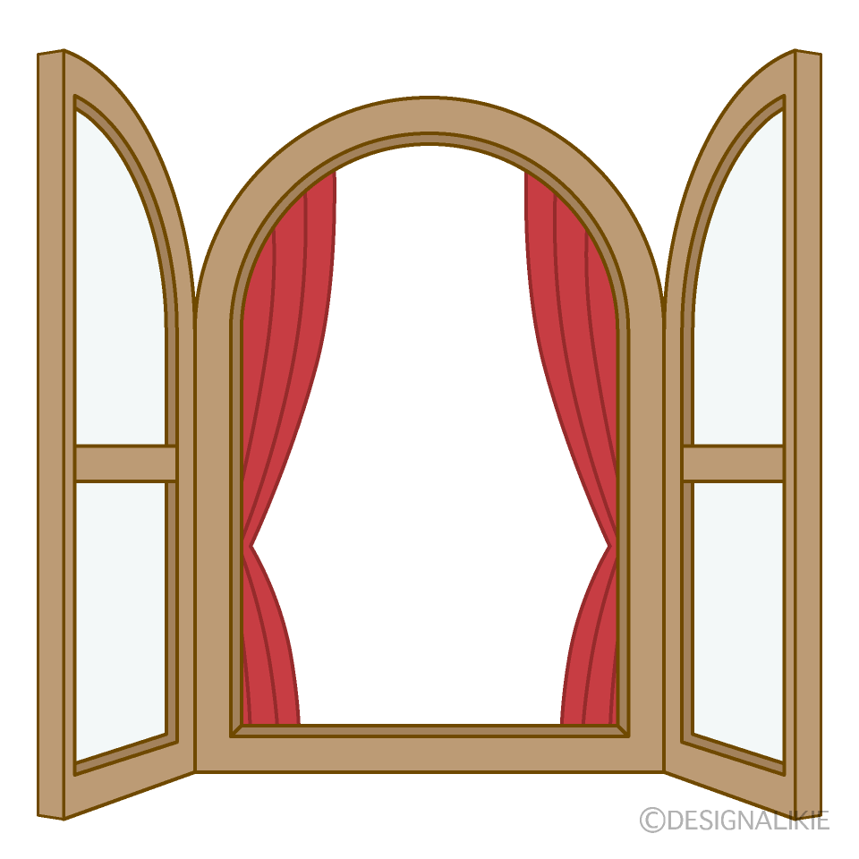 Cortina y ventana de madera abierta Gratis Dibujos Animados  Imágene｜Illustoon ES