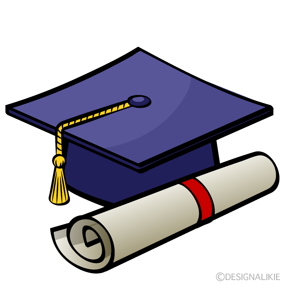 Graduation Cap and Diploma Cartoon