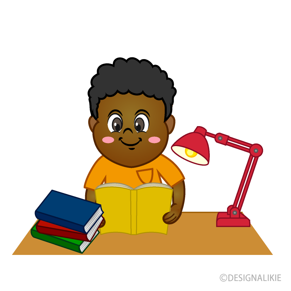 Kid Reading Homework Clip Art Free PNG Image｜Illustoon