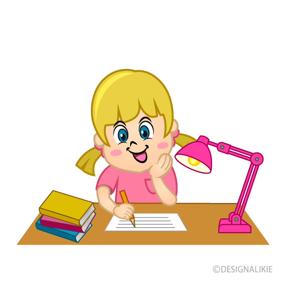 Girl Doing Homework Clip Art Free PNG Image｜Illustoon