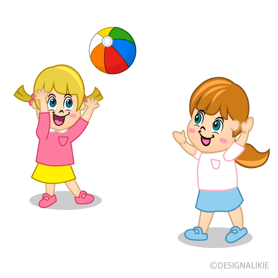 Friend Playing with Beach Ball Clip Art Free PNG Image｜Illustoon