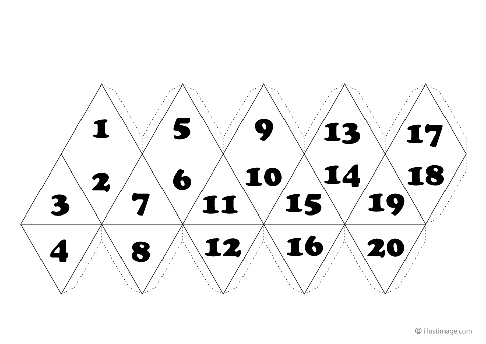 Icosaedro de papel con números