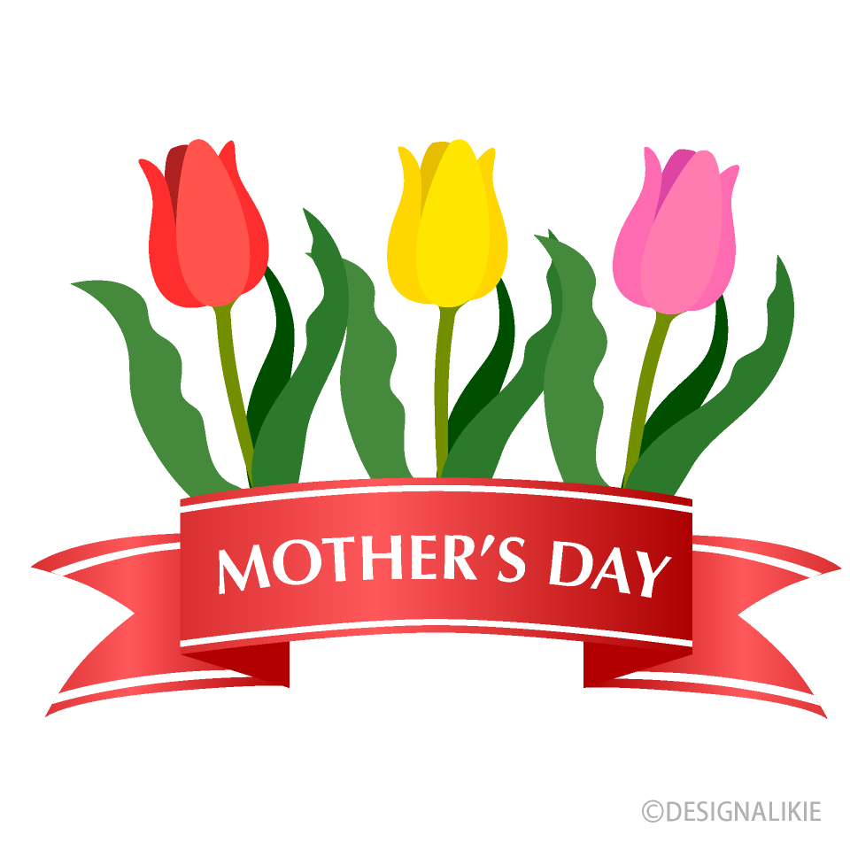 Cinta y tulipanes del día de la madre