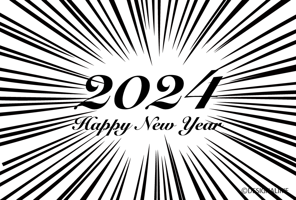 Bengala Negro y Blanco Feliz Año Nuevo 2024