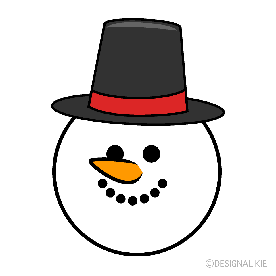 Snowman Face with Hat Clip Art Free PNG Image｜Illustoon