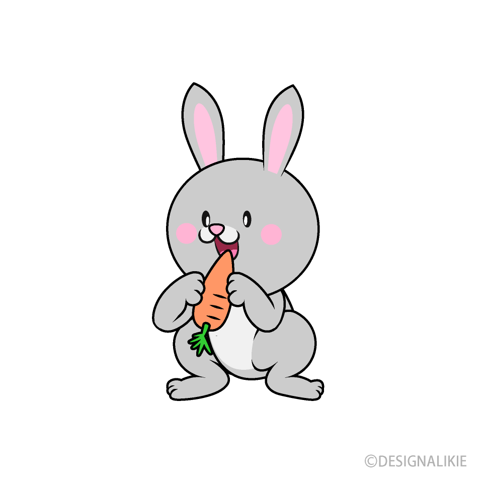Rabbit Eating Carrot Clip Art Free PNG Image｜Illustoon