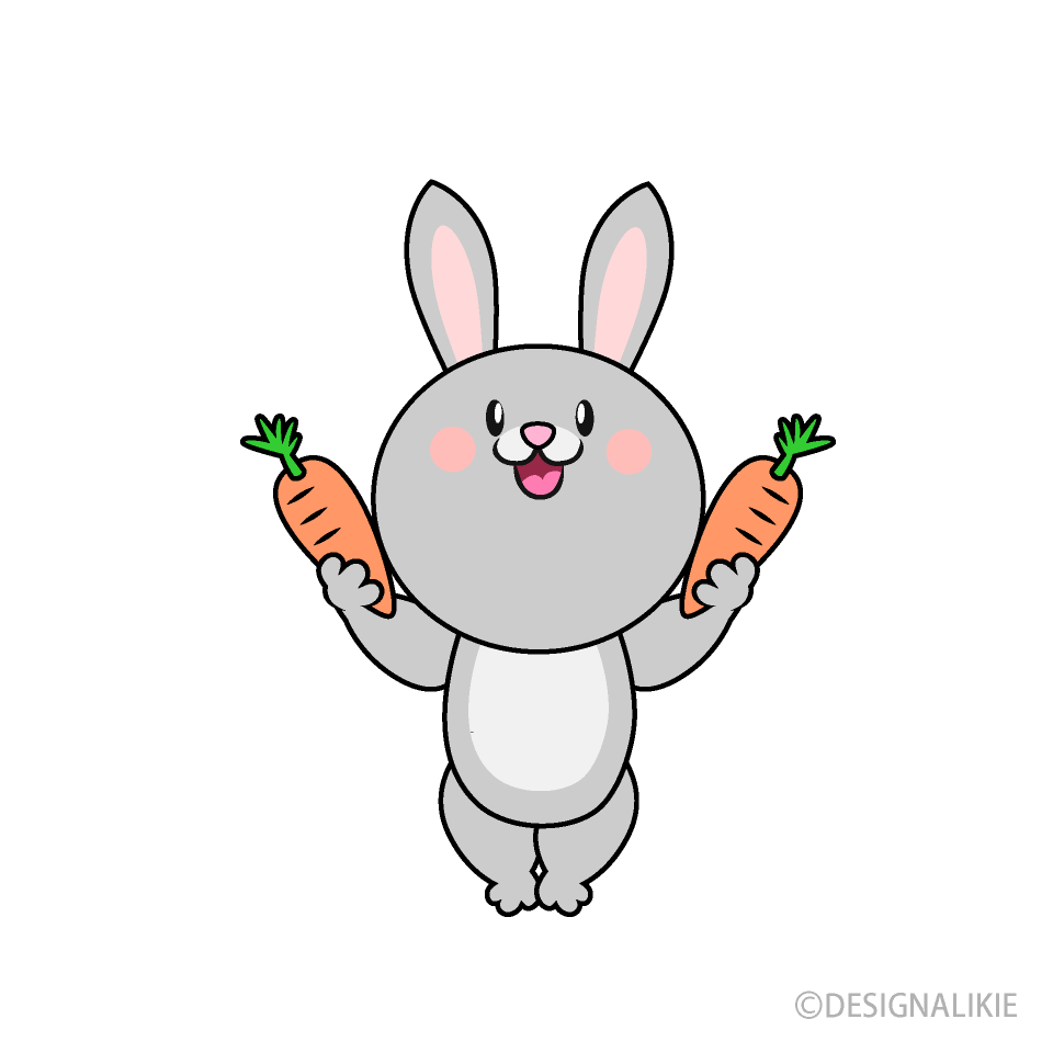 Rabbit Raising Hands with Carrot