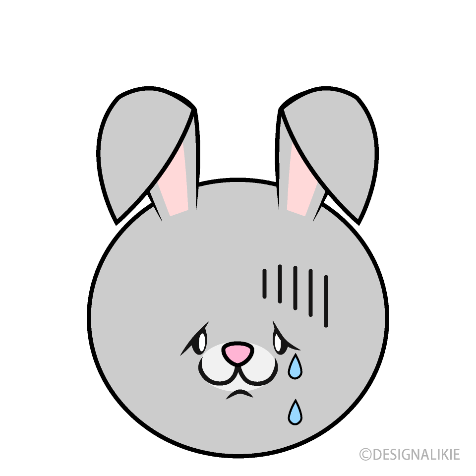 Crying Rabbit Face Clip Art Free PNG Image｜Illustoon