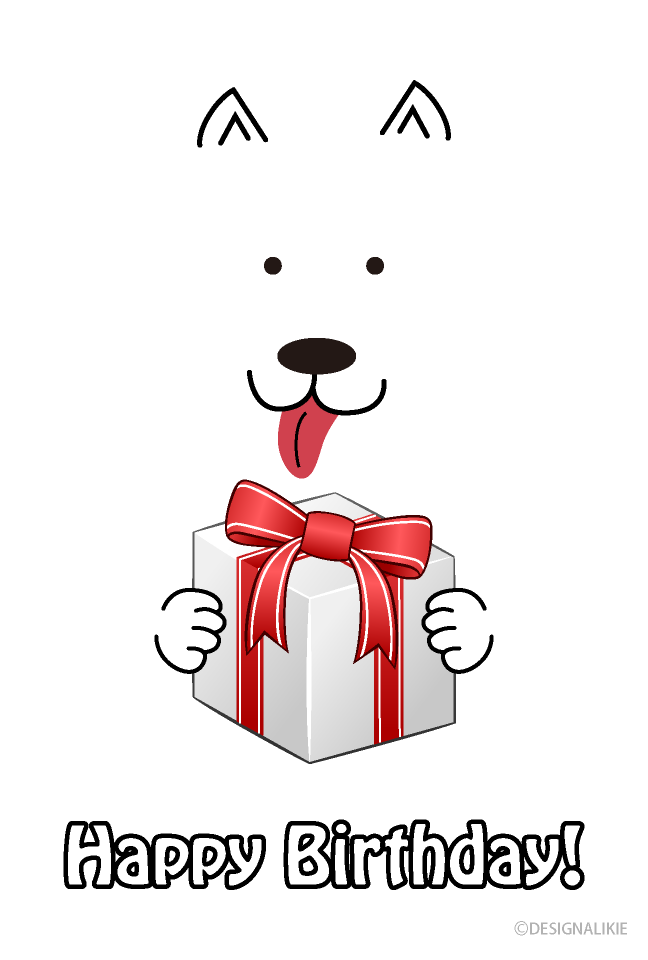 White dog gifts for birthday card