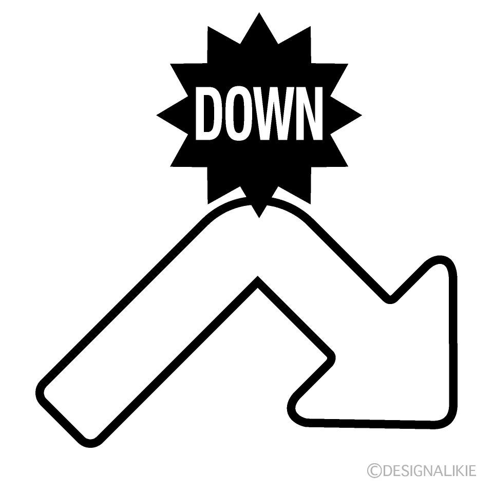 Downward Arrow with DOWN Black and White