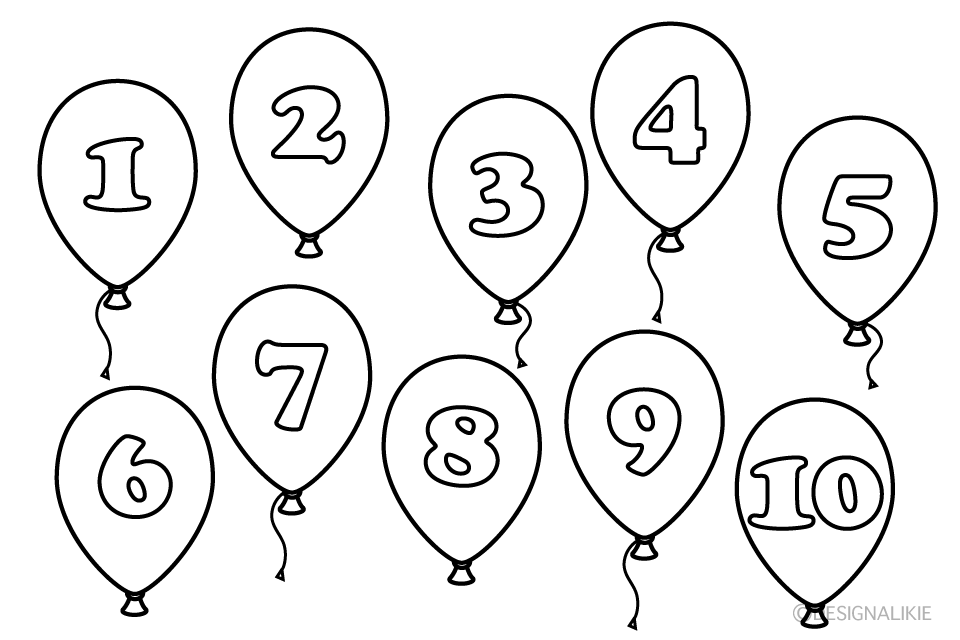 Balloon Number Chart Black and White
