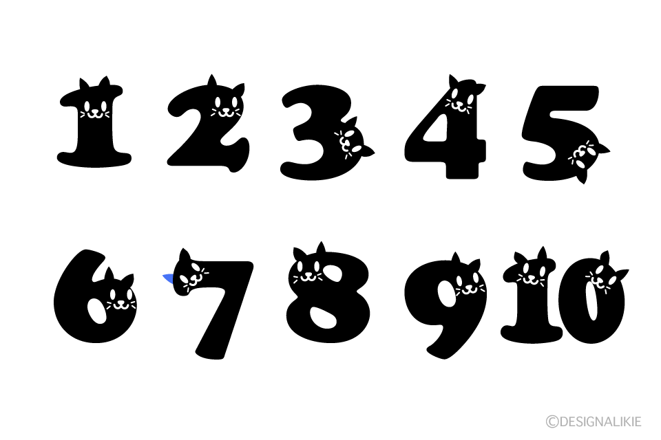 Cat Number Chart Black and White