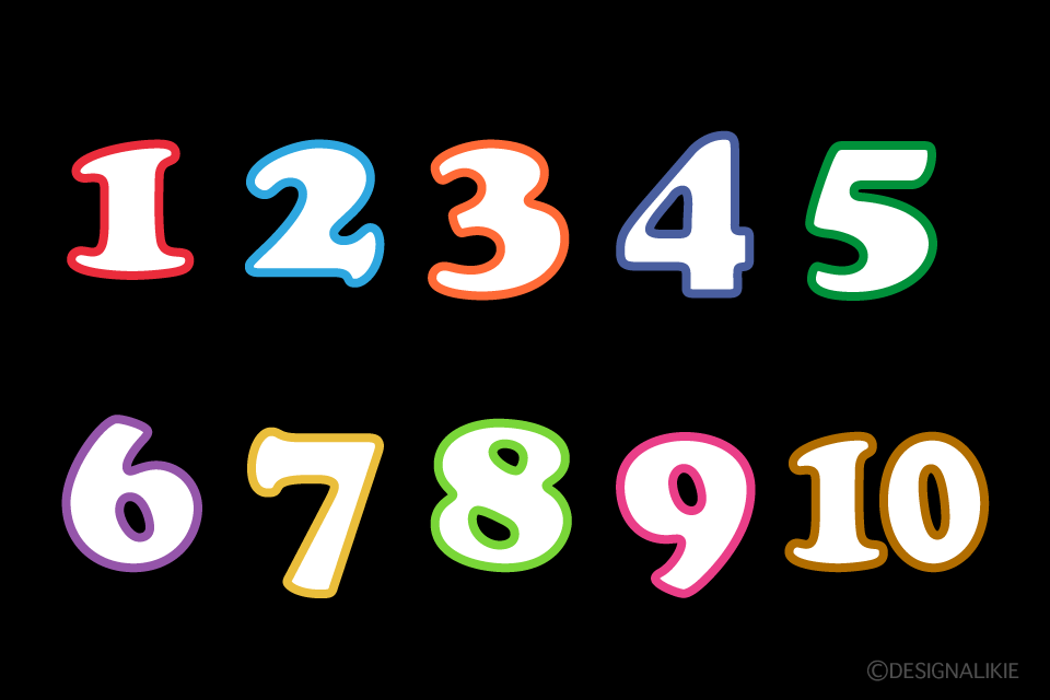 Colorful Number Chart Black Background