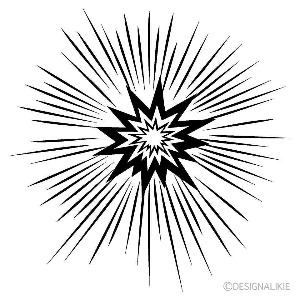 Spark Explosion Black and White Clip Art Free PNG Image｜Illustoon