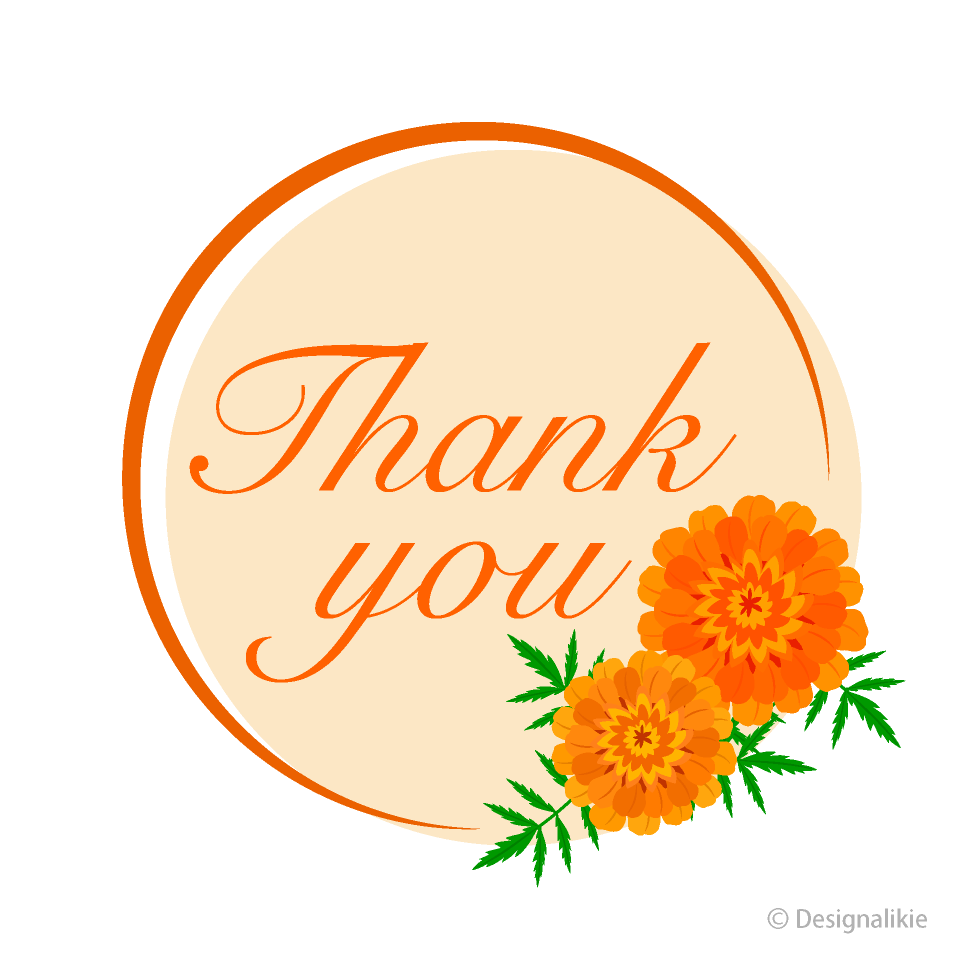 Orange Flowers Thank You Clip Art Free PNG Image｜Illustoon