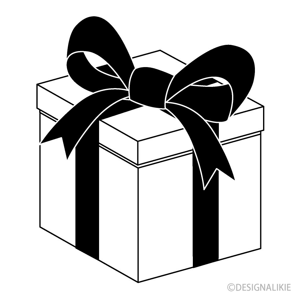 Gift box icon in black outline on a white background. 20201771 Vector Art  at Vecteezy