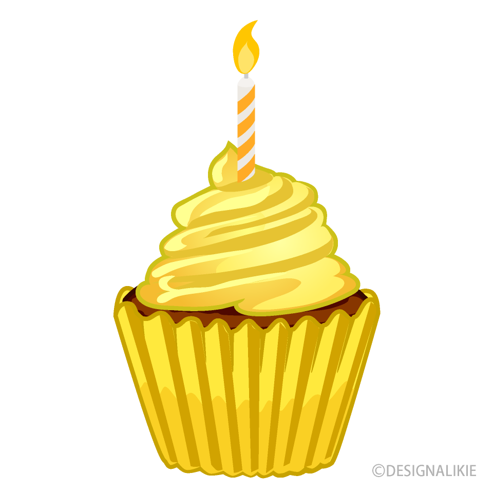 Yellow Birthday Cupcake Clip Art Free PNG Image｜Illustoon
