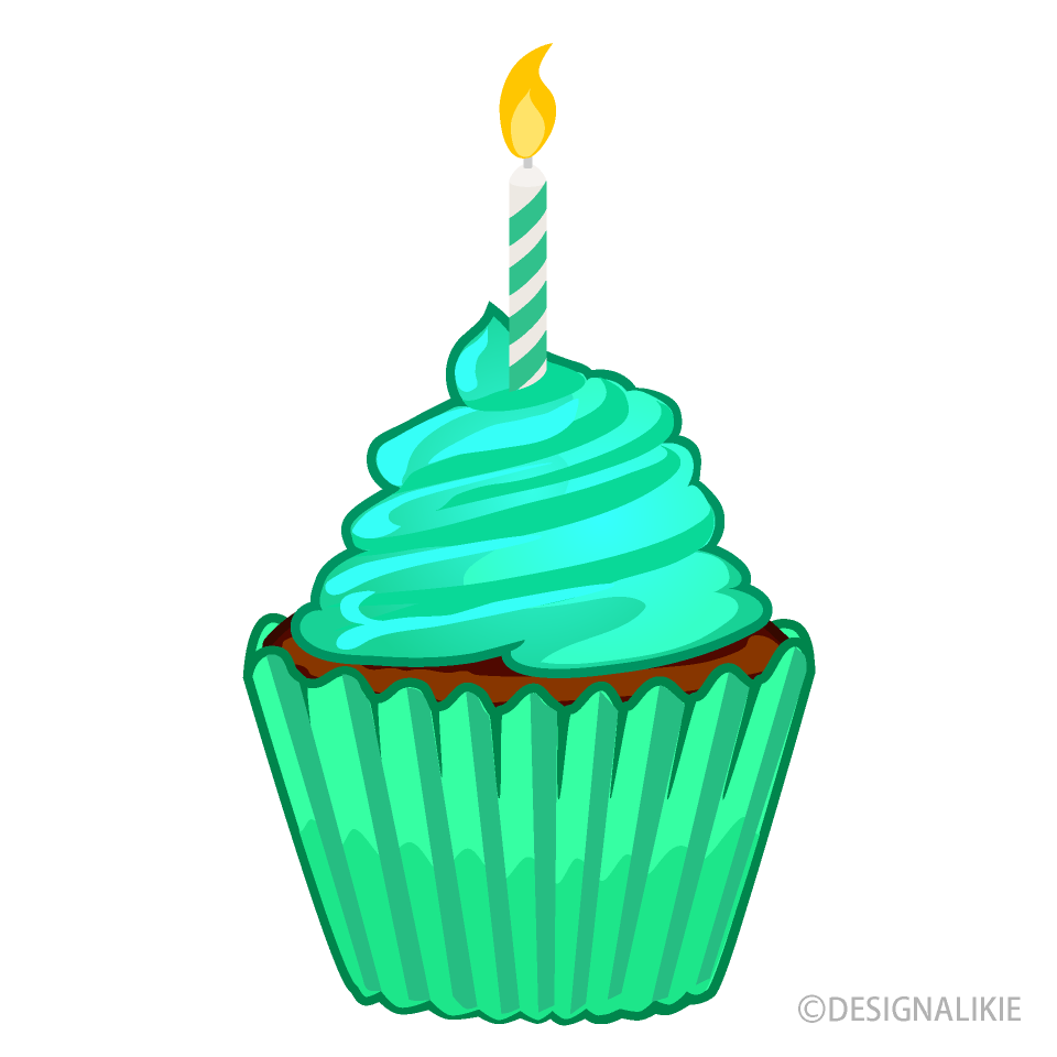 Aqua Birthday Cupcake