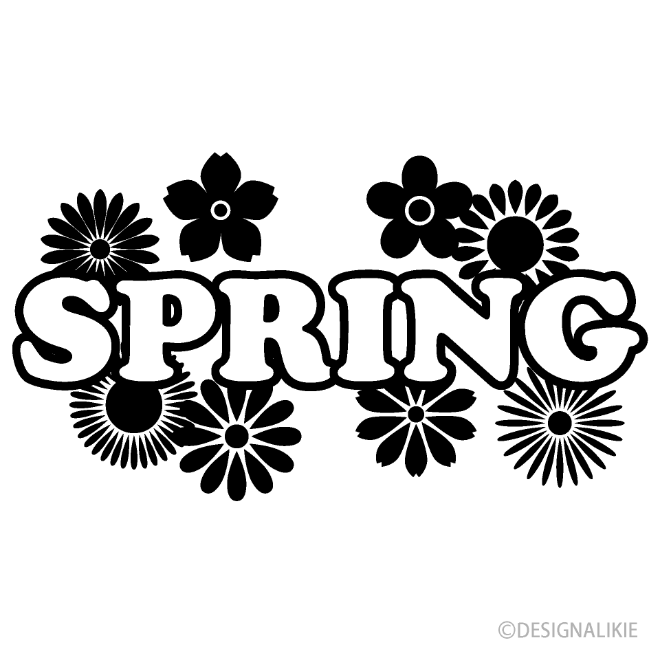 SPRING Text Black and White