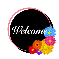 Flowers Welcome Black Circle
