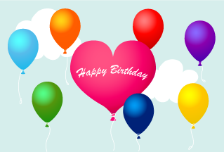 Heart balloon Happy Birthday