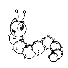 Smiling Fur Caterpillar Cartoon