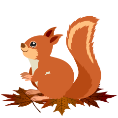 Squirrel on Fall Leaves