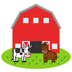 Barn with Cow and Horse
