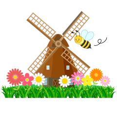 Windmill in Flower Field