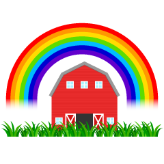 Barn with Rainbow