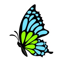 Mariposa Azul Verde Lateral
